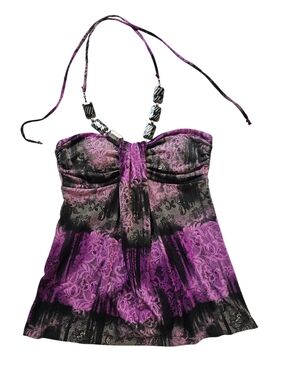 grass collection Purple and Black Strapless Halter Camisole with Beaded Neckline